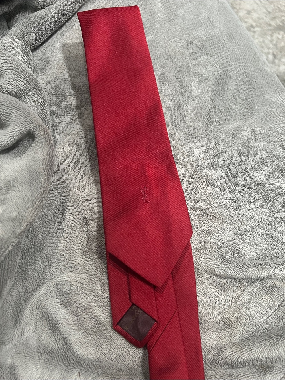 Yves Saint Laurent Burgundy tie  with Subtle YSL Emblem